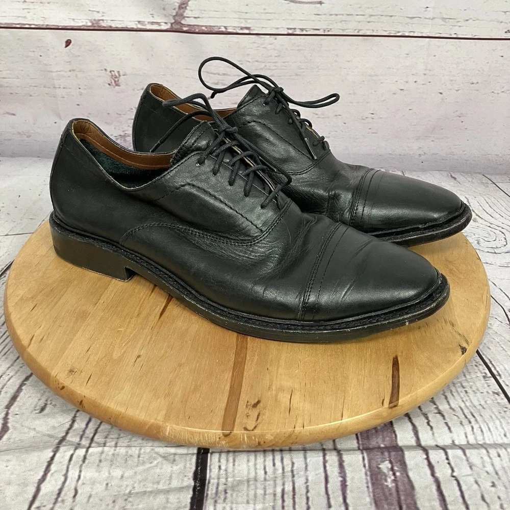 Frye Mens 11D Black Leather Cap Toe Oxford Dress‎ Shoes Made Mexico